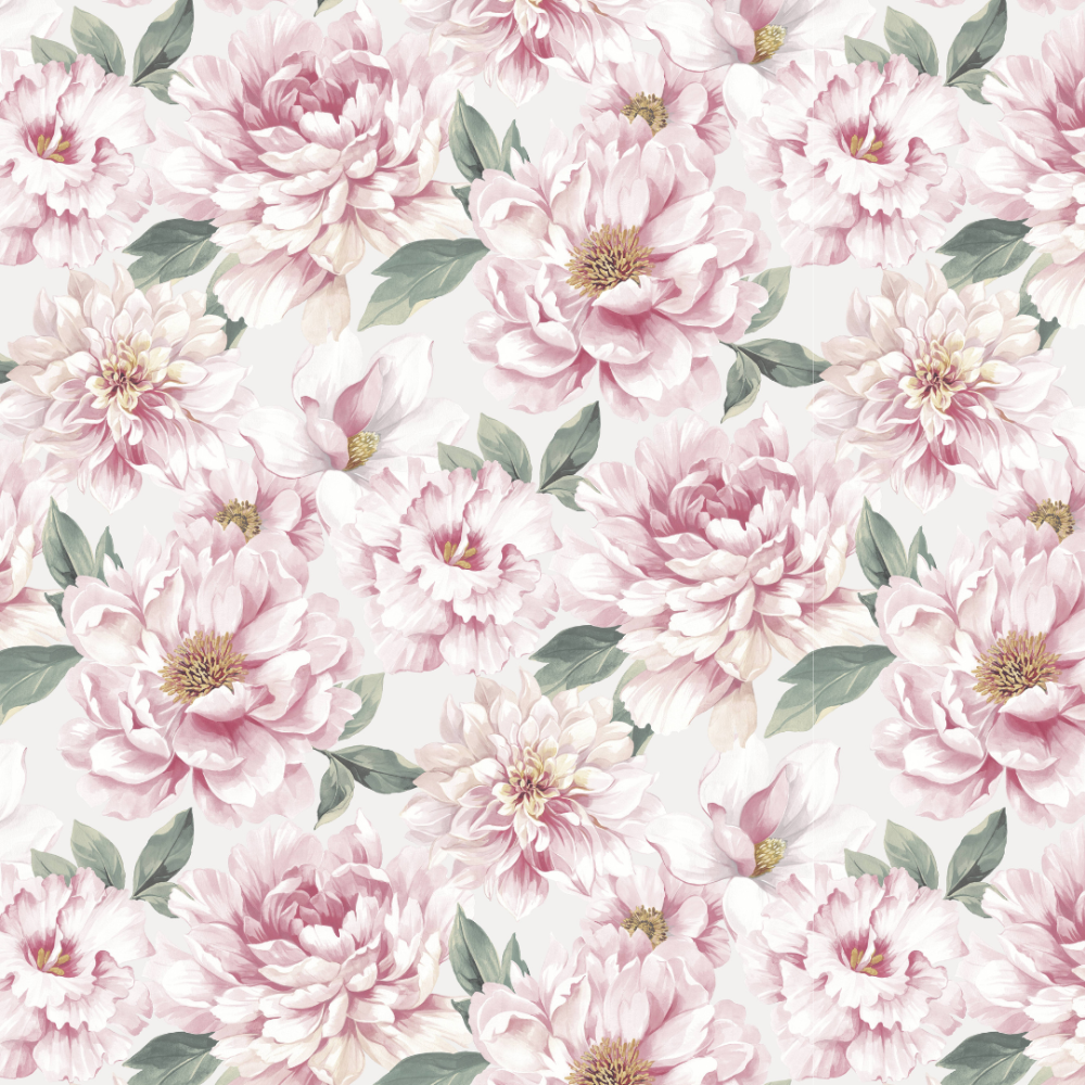 Sketched Meadow Wallpaper in Dusky Pink on White – Lucie Annabel