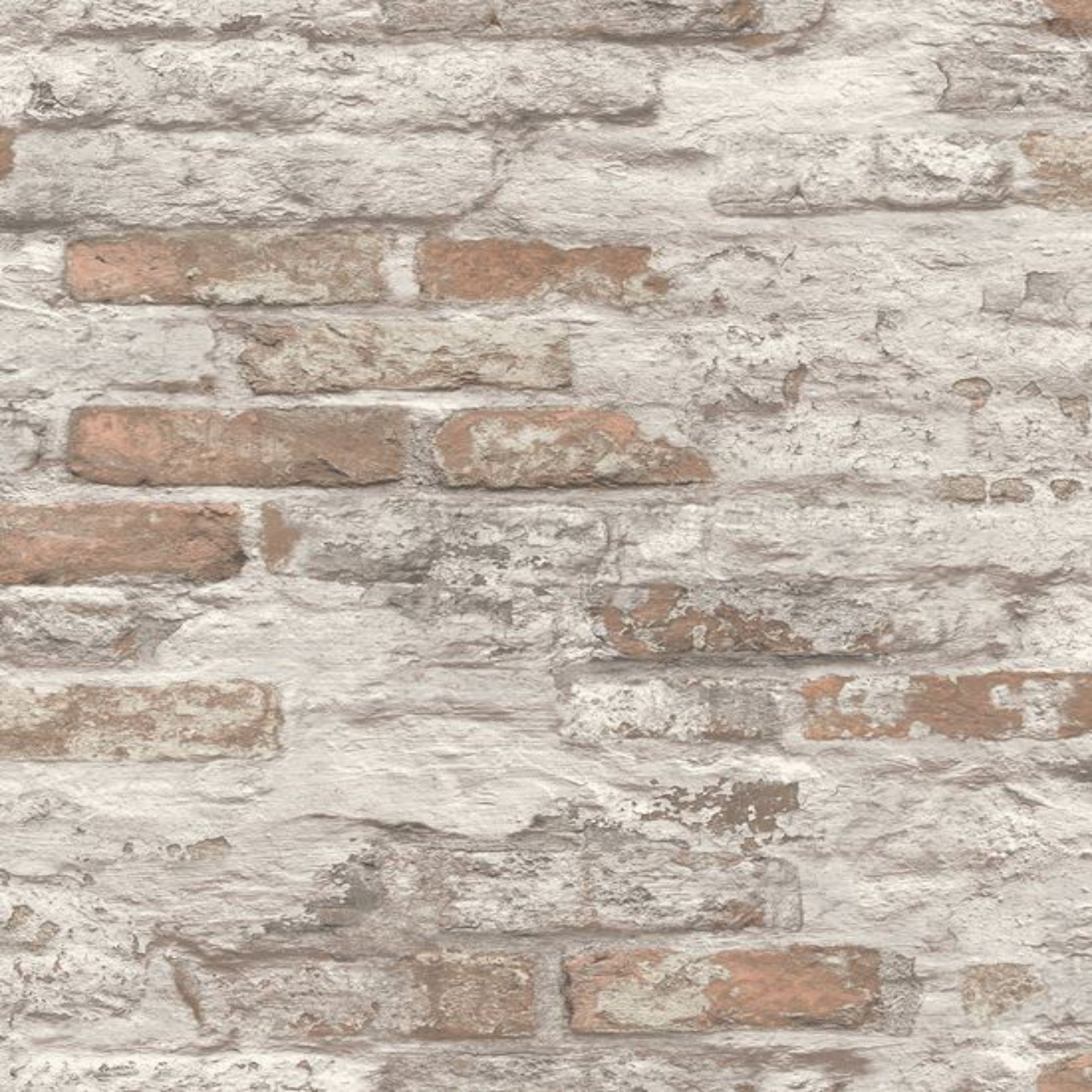 Asperia Distressed Brick White Wallpaper | Grandeco Wallpaper | A58101