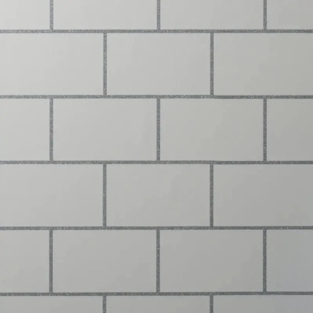Subway Tile Effect Wallpaper- Metro Tile Grey/Silver Wallpaper | M1637
