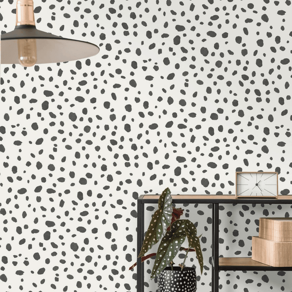 Dalmatian Spot Black/White Wallpaper | Holden Decor | 12940