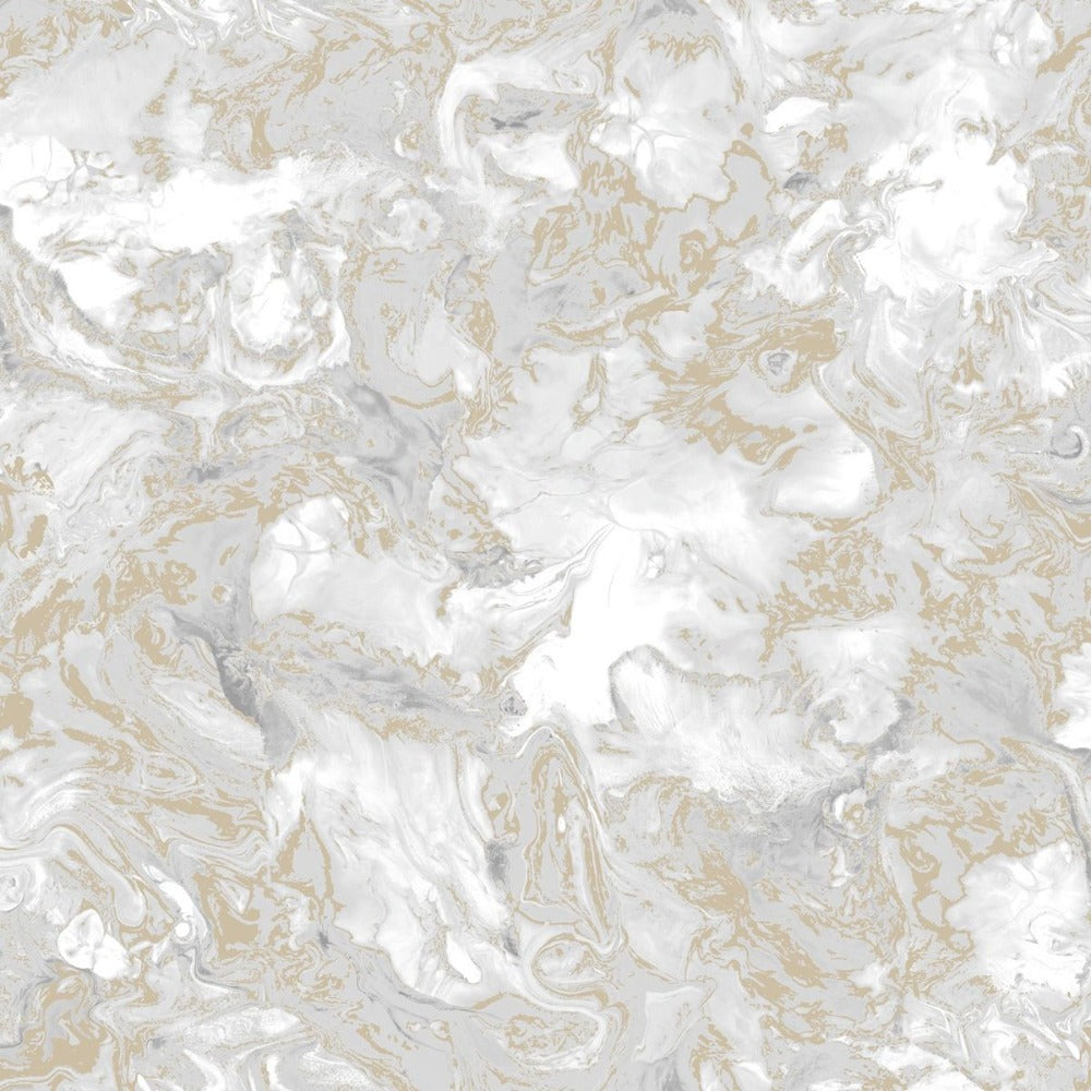 Elixir Marble Grey & Gold Wallpaper - Muriva | 166506