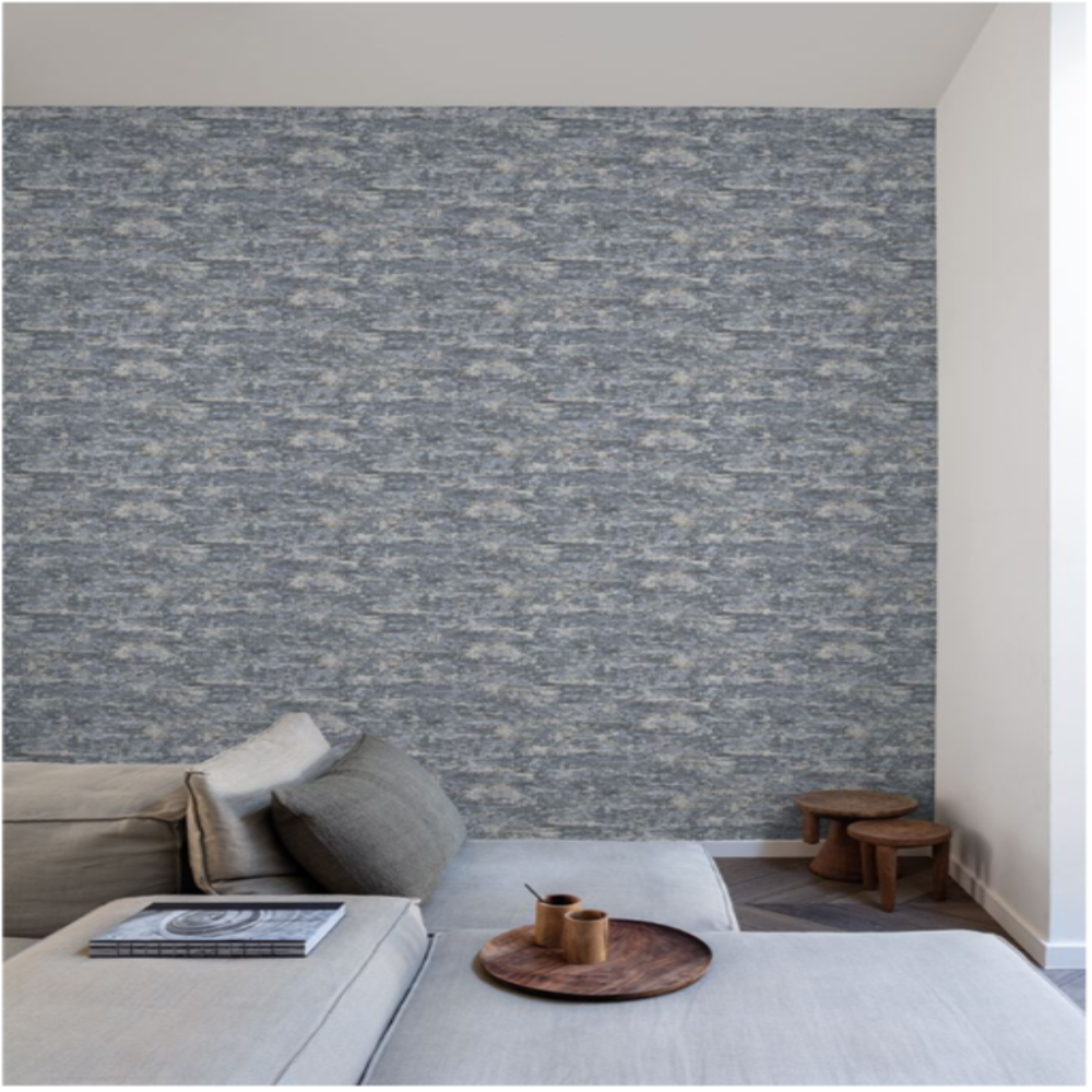 Grandeco | Vertical Art Tempo Concrete Blue Wallpaper | A62004